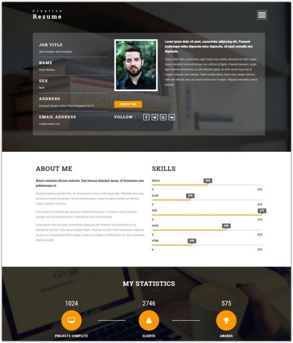 bootstrap resume templates free