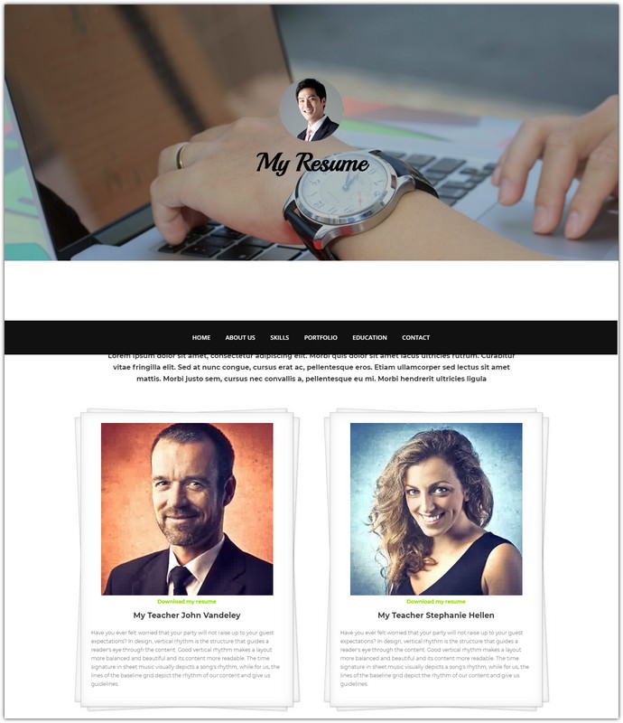 simple resume website template free bootstrap