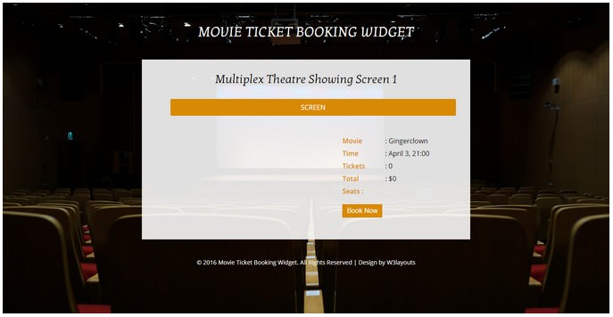 Movie Ticket Booking Widget Flat Responsive Widget Template