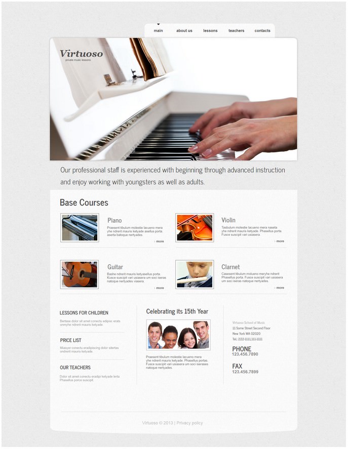 Music School Piano HTML Template # 2