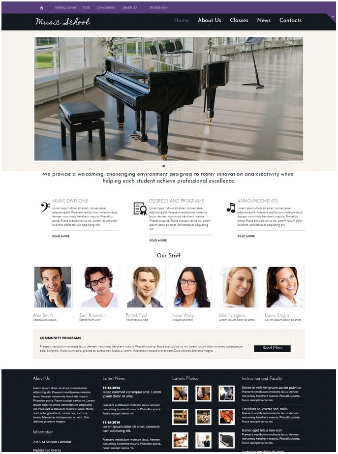 Piano School Bootstrap Website Template