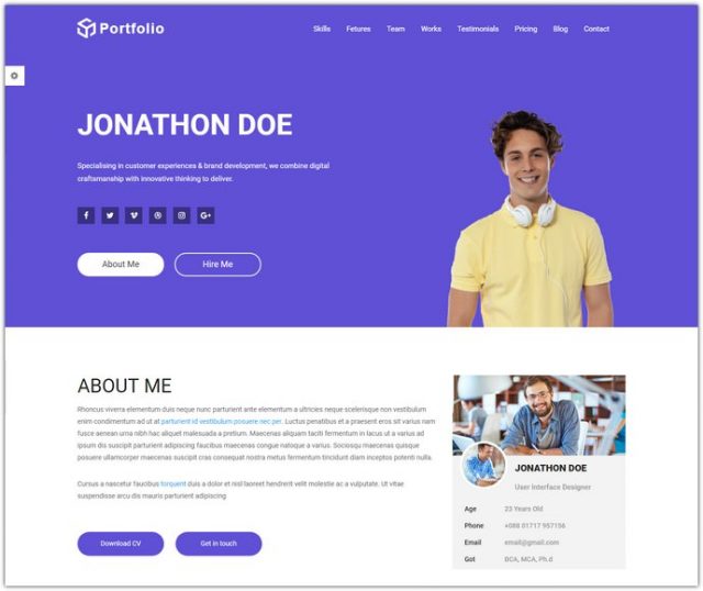 20+ Best Bootstrap Resume Templates For Online CVs 2018 - Templatefor