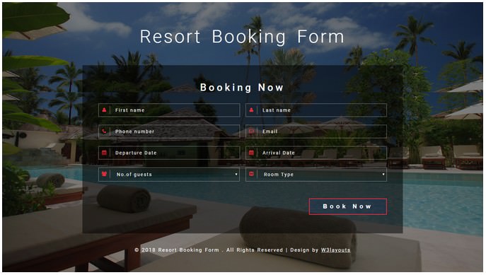 Resort Booking Form Flat Responsive Widget Template