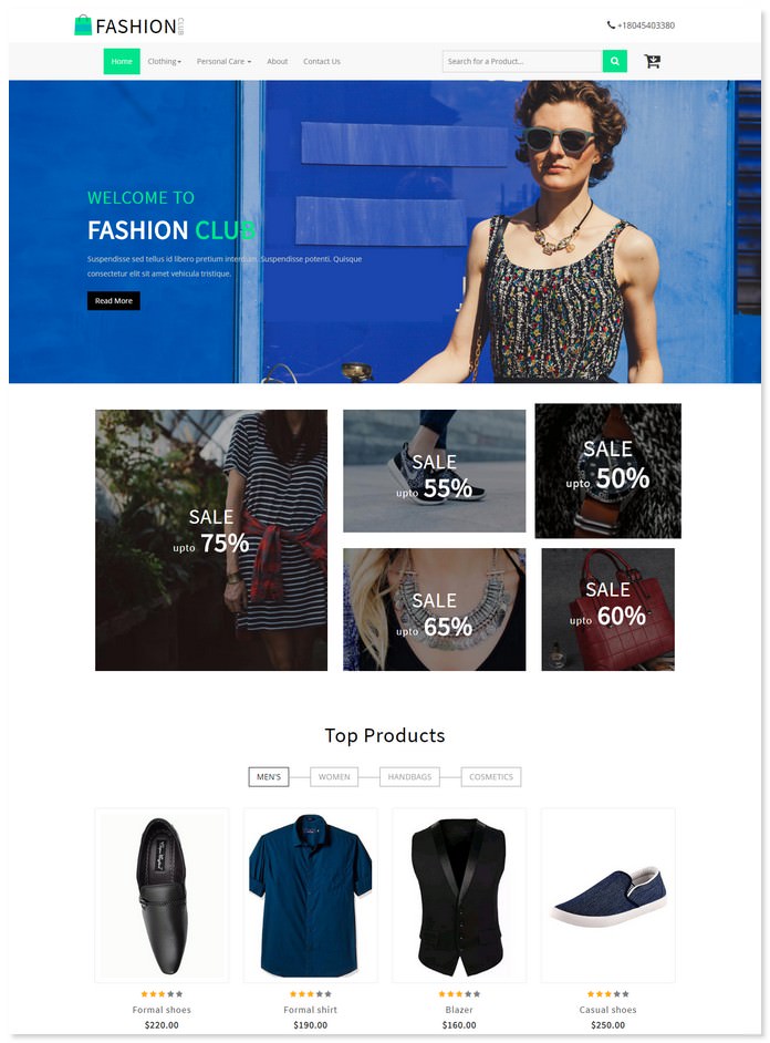 Fashion Club an Ecommerce Online Shopping Bootstrap responsive Web Template