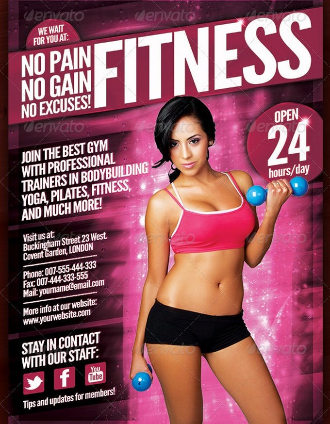 Fitness Gym Flyer with Multiple Color Options
