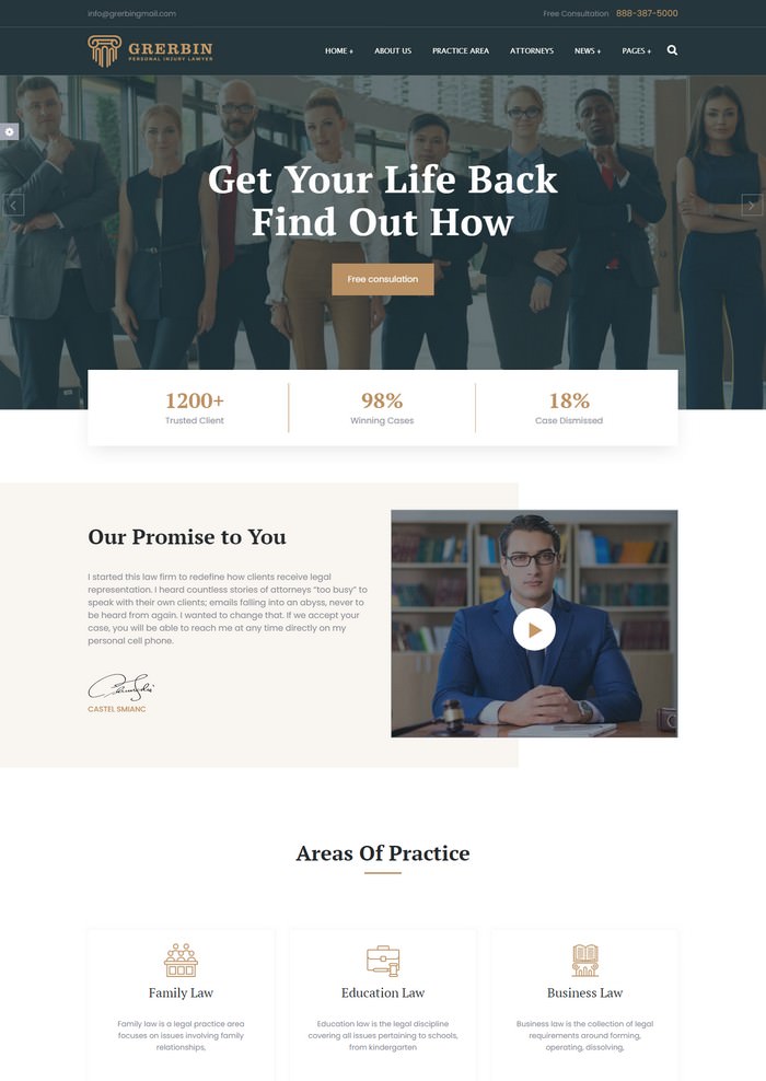 Grerbin - HTML5 Template For Law Firm with RTL Support
