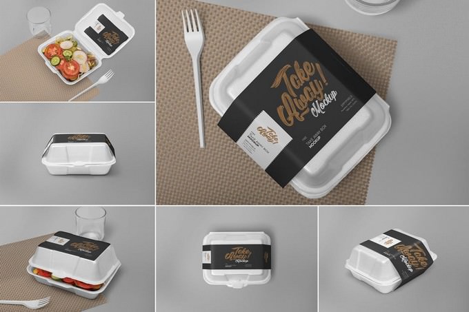 6 Disposable Food Packaging Mockups