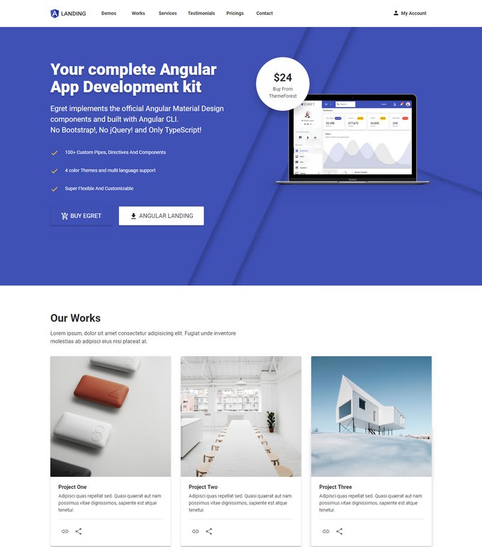 Angular Landing - Material Design Angular App Landing Page