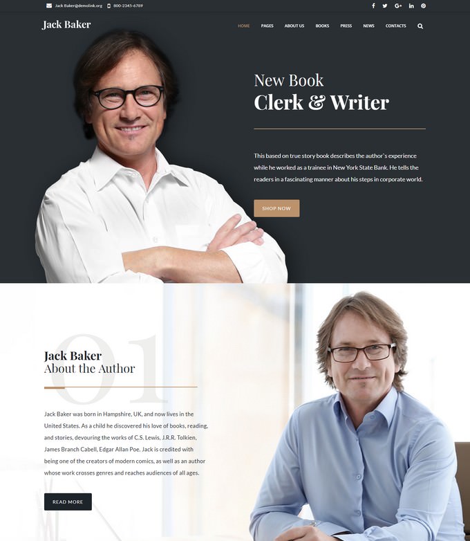 Jack Baker - Writer Responsive WordPress Theme