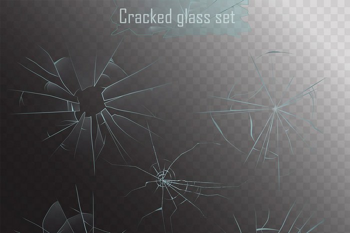 Realistic Broken Glass Cracks Alpha