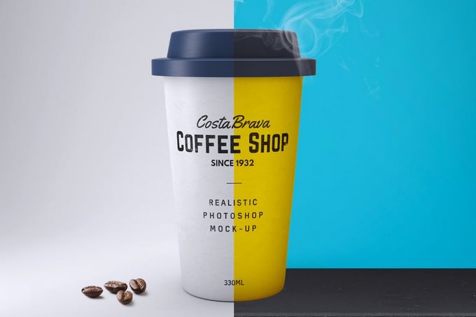 Realistic Paper Coffee Cup Mock-Up