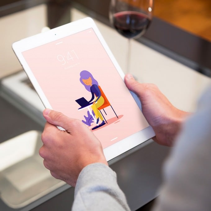 Tablet Mockup With Woman At Home