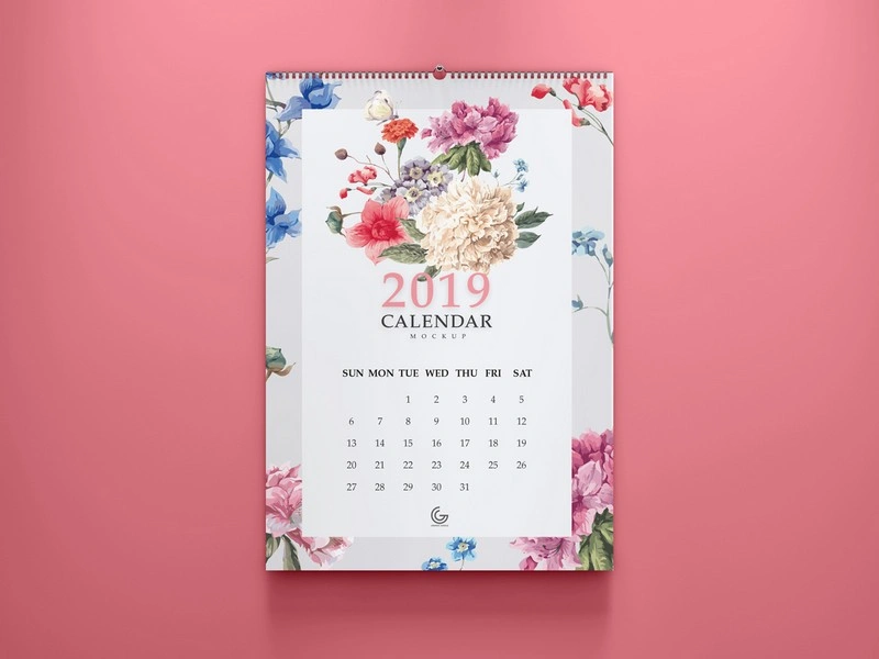 2019 Calendar Mockup PSD Free