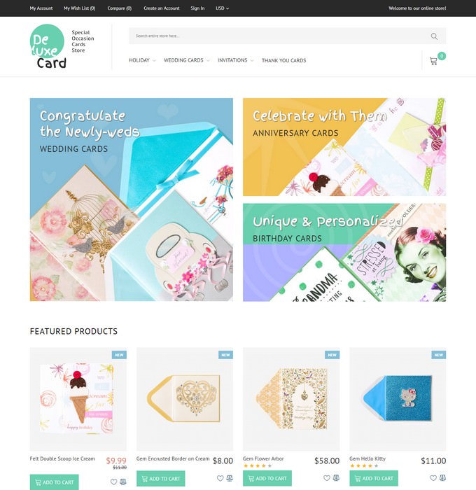 Deluxe Card - Special Occasion Cards Store Magento Theme