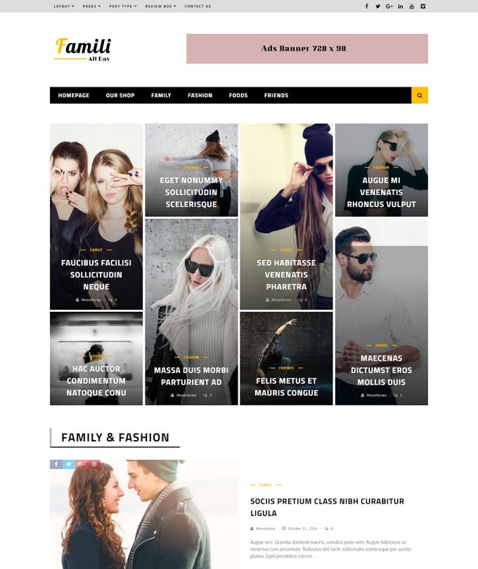 Famili - Clean & Multilayouts Blog and Magazine Theme