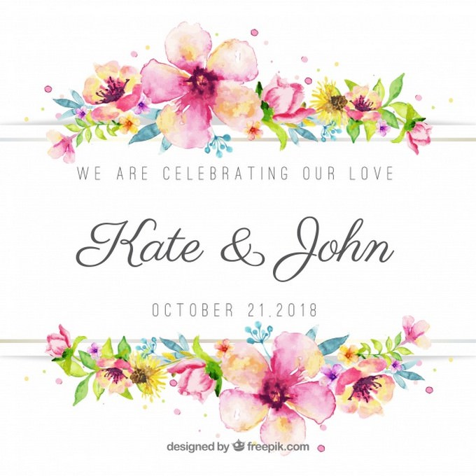 Lovely Floral Watercolor Wedding Background