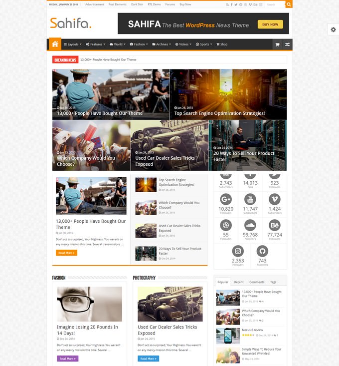 Sahifa - Adsense Optimize WordPress Theme