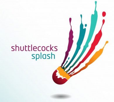 Shuttlecocks splash badminton vector