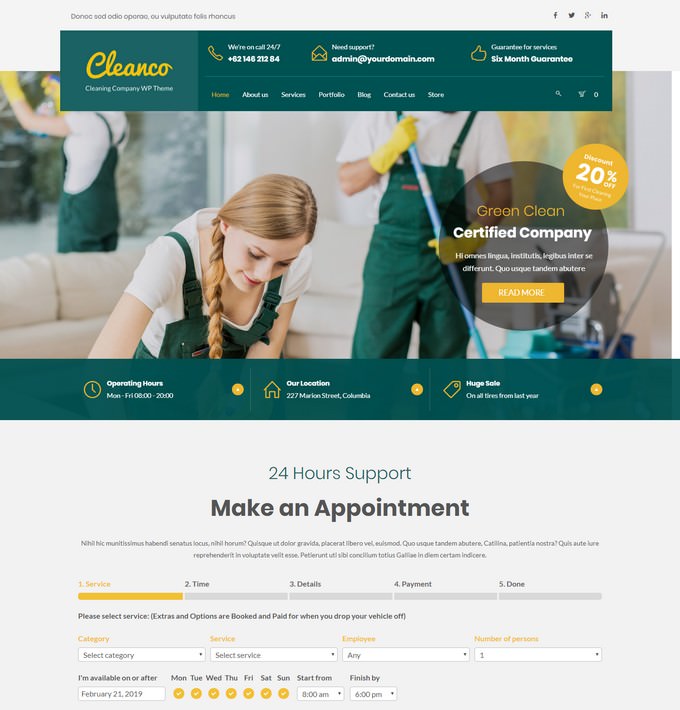 Cleanco - Cleaning Service Company WordPress Theme