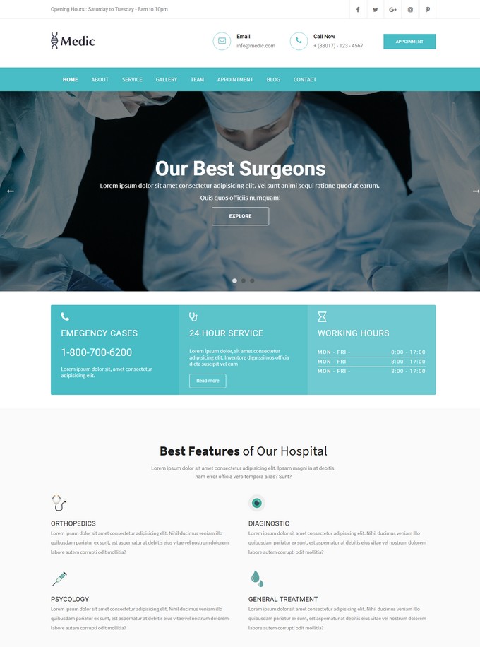 Medic Bootstrap Medical Template
