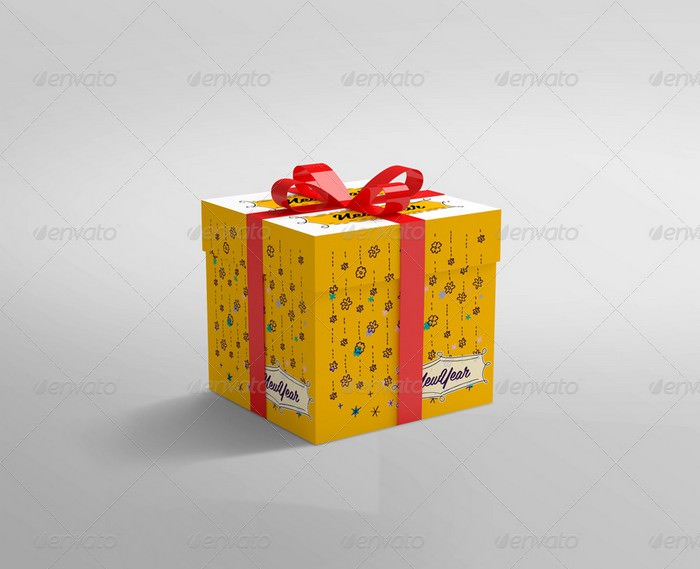 Realistic Gift Box Mockup