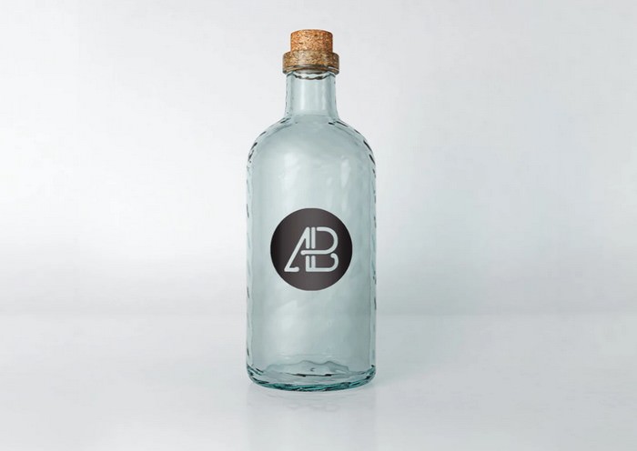 Realistic Glass Bottle Mockup