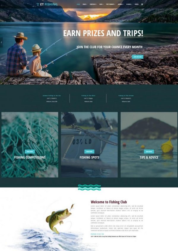 12+ Best Fishing Website Templates 2019 Templatefor