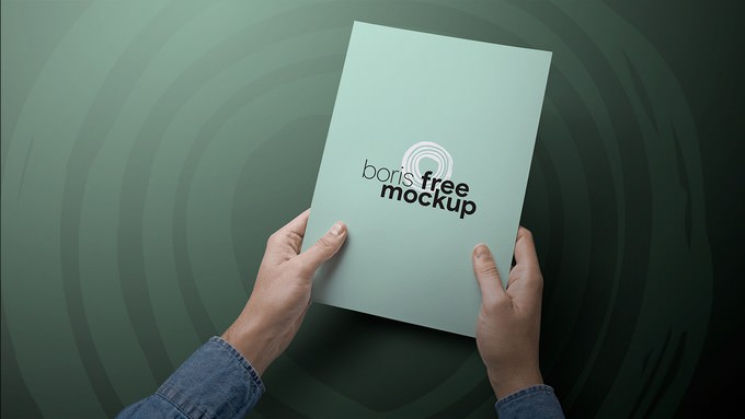 PSD Hand Holding A4 Paper Mockup