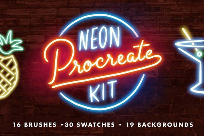 Neon Procreate Brush Kit