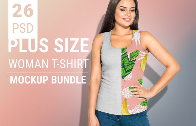 Plus Size Woman T-shirt Clothing Mockups