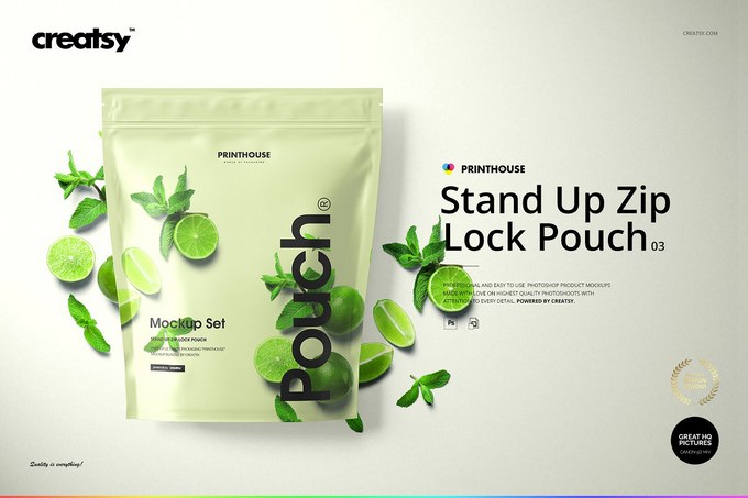 Stand Up Zip Lock Pouch 3 Mockup Set