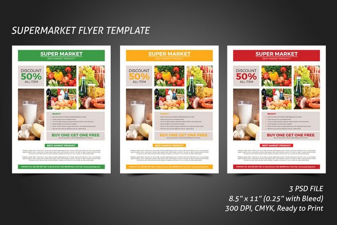 free photoshop supermarket sale flyer templates