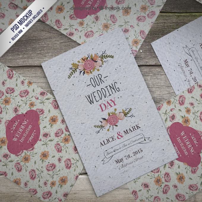 Floral Wedding invitation Mockup