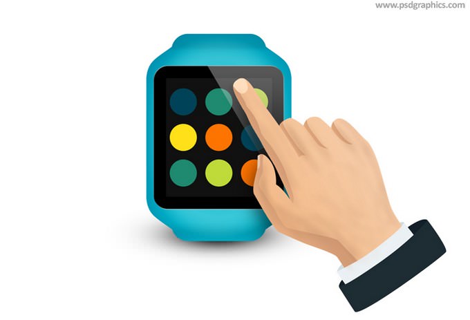 Hand Touching Smartwatch PSD Template