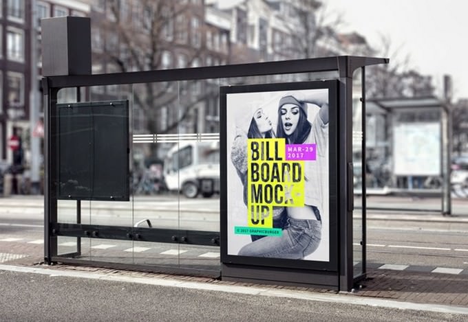 Bus Stop Billboard MockUp PSD