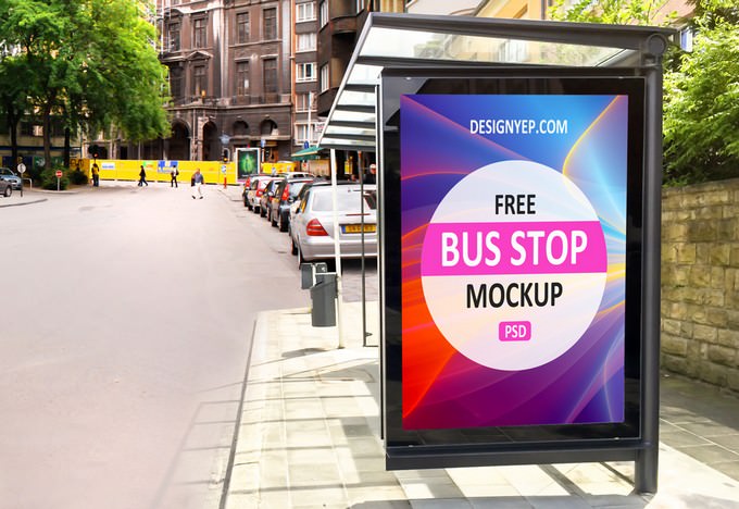 Bus Stop Mockup PSD