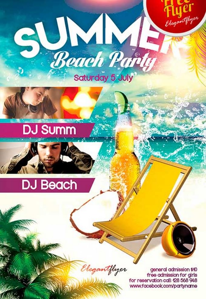 Summer Beach Party PSD Flyer Template