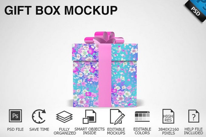 Gift Box Mockup PSD