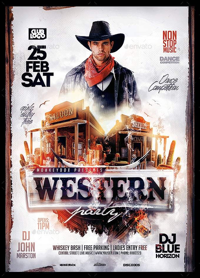 Western Party Flyer Template