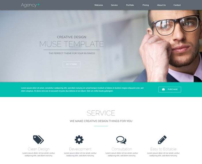 AgencyPlus – One Page Multi-Purpose Muse Template