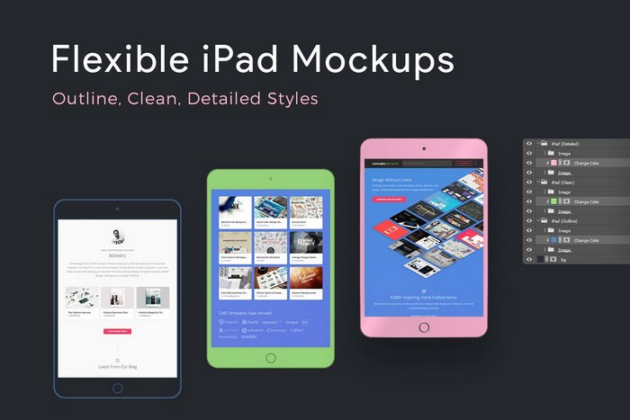 Flexible iPad Mockup PSD