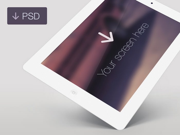 iPad White Angle Screen PSD