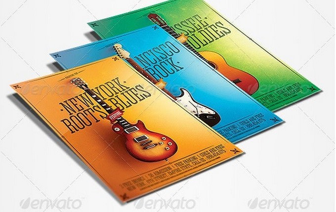 Minimal Rock Festival Poster With 3 Guitars