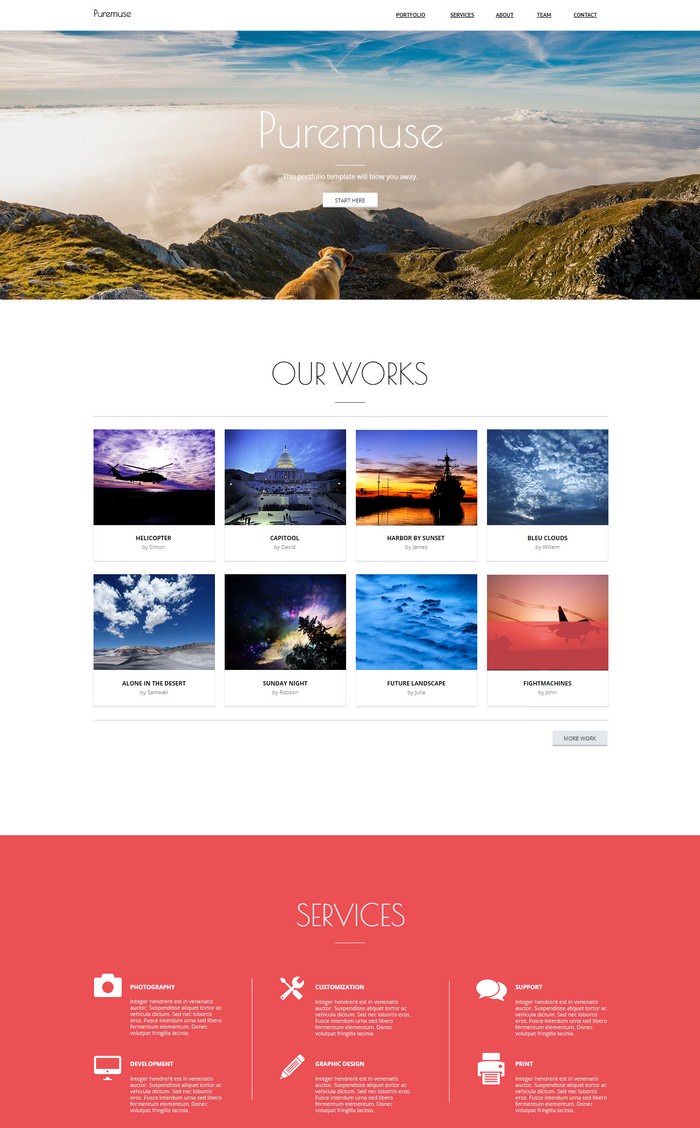 Puremuse – One Page Muse Template