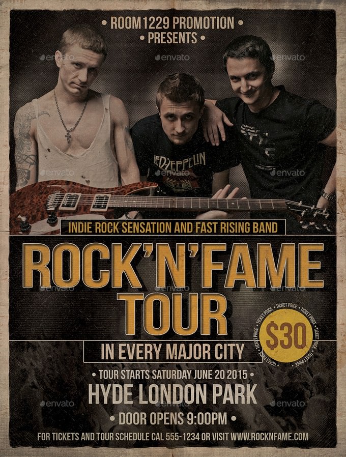 Rock Band Flyer and Ticket Template 