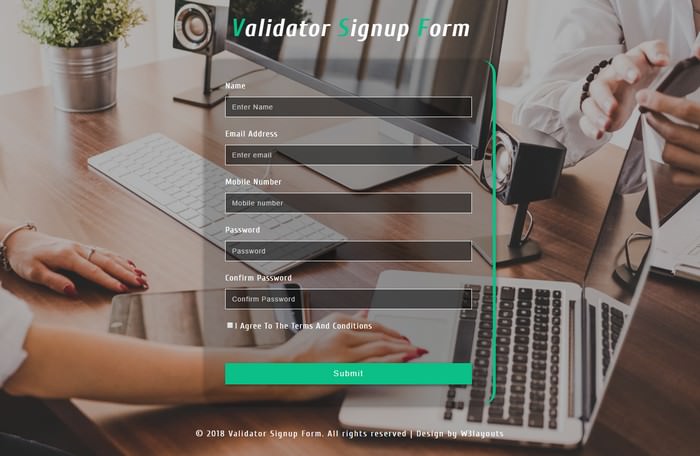 Validator Signup Form Responsive Widget 