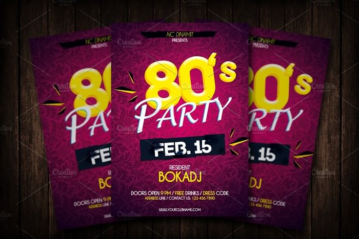 80's Retro Party Flyer Template