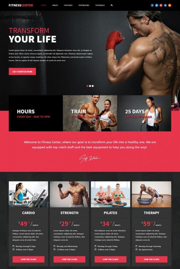 Fitness Center - Responsive Gym Fitness Template