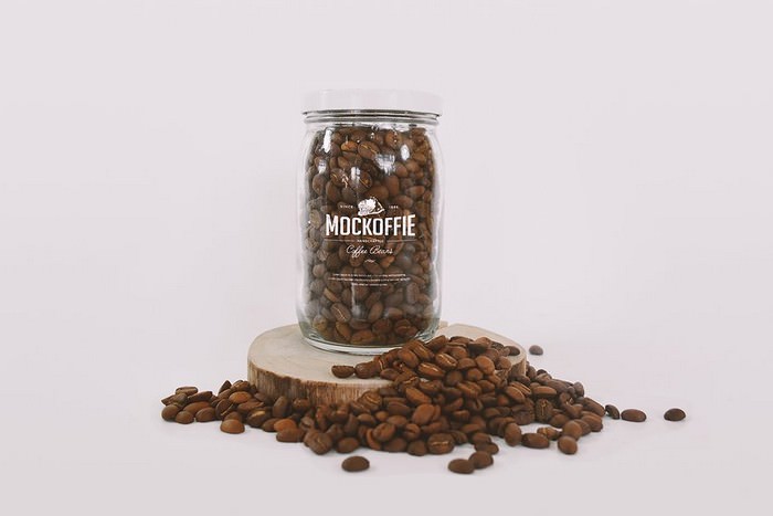 Glass Jar with Coffee Beans Mockup