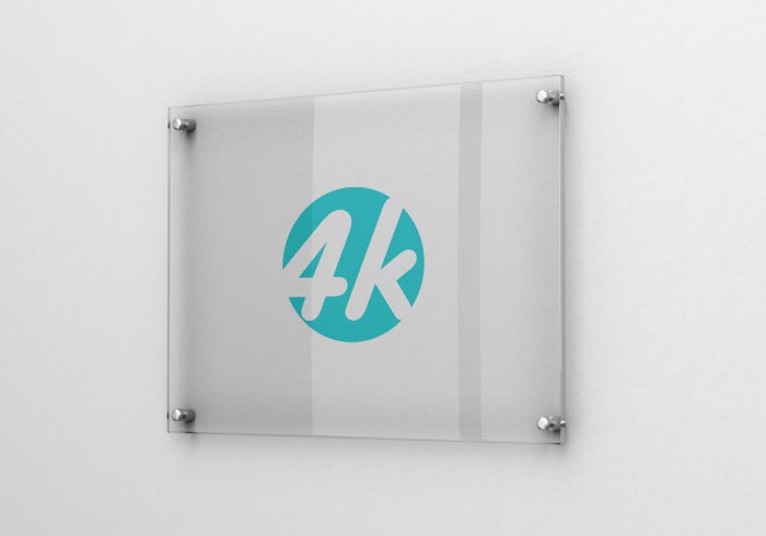 Photorealistic Glass Signage Logo Mockup